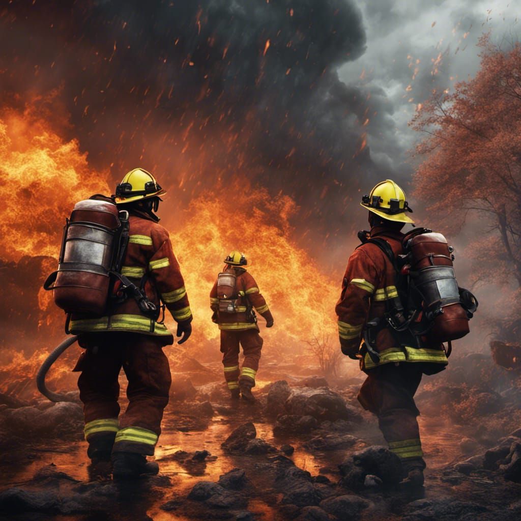 Heroic Firefighters in Fantasy Concept Art