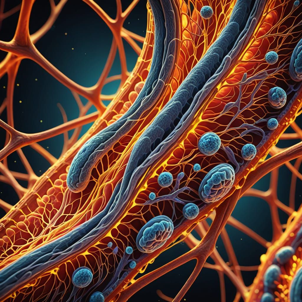 Detailed 3D Render of Myofibrils Inside Muscle Cell