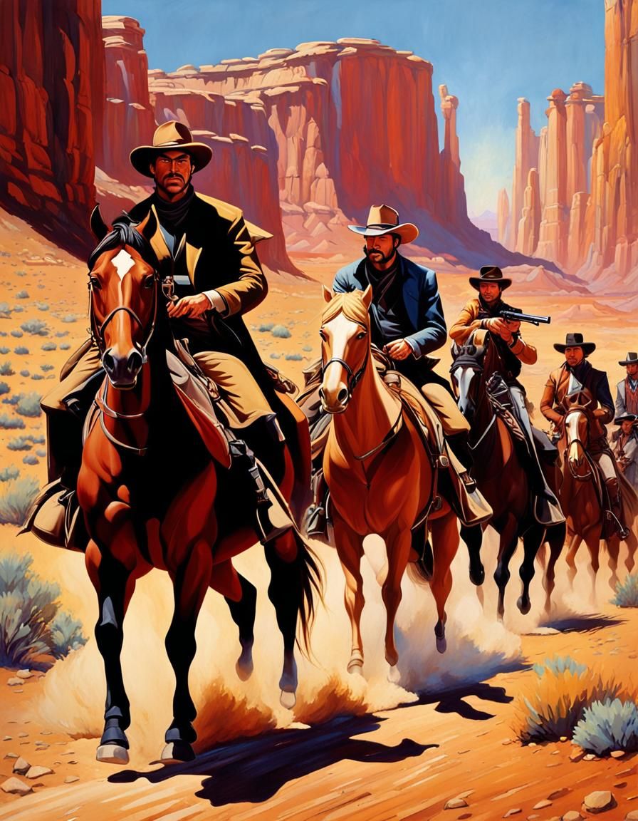 Iconic Wild West Showdown in Desert Landscape