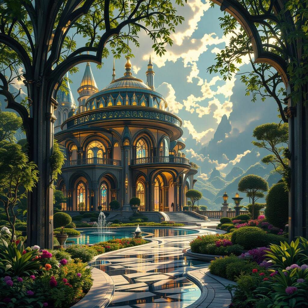 Future Dream Architectural Masterpiece in Crystal and Gold