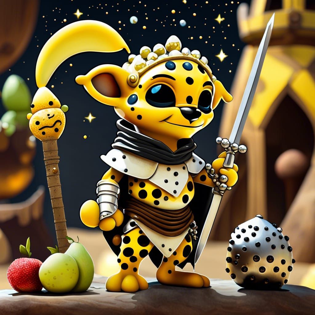 Marsupilami as Medieval Knight in Star Wars Scene