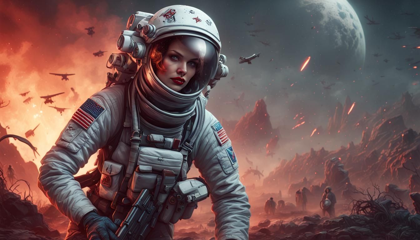 Astronaut vs. Zombie Army on Snow Plains in 8K