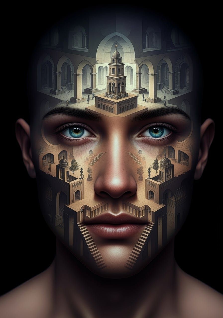 Escher-Inspired Face Transformation with Impossible Geometry