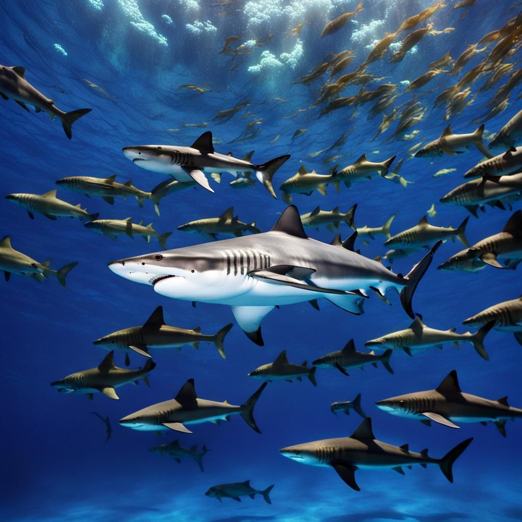 Baby Tiger Shark Glides Through Ocean Depths