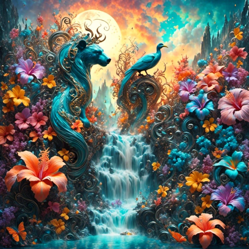 <lora:FlamBear:1.0> <lora:Zentangle:1.0> pastel filigree iri...