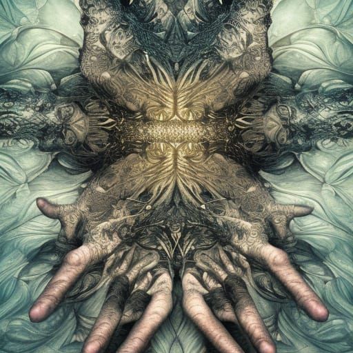 Hyperdetailed Sea of Hands in Mixed Media