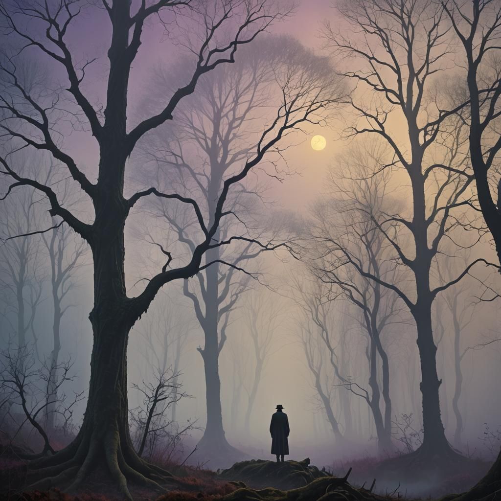 Ethereal Forest Figure in Symbolist Style