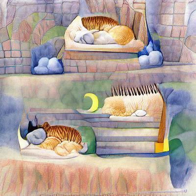 Two Cats Sleeping Peacefully Together