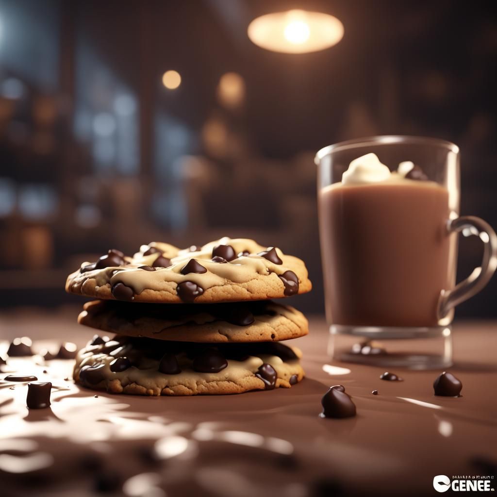Gooey Chocolate Chip Cookie: Detailed Matte Painting