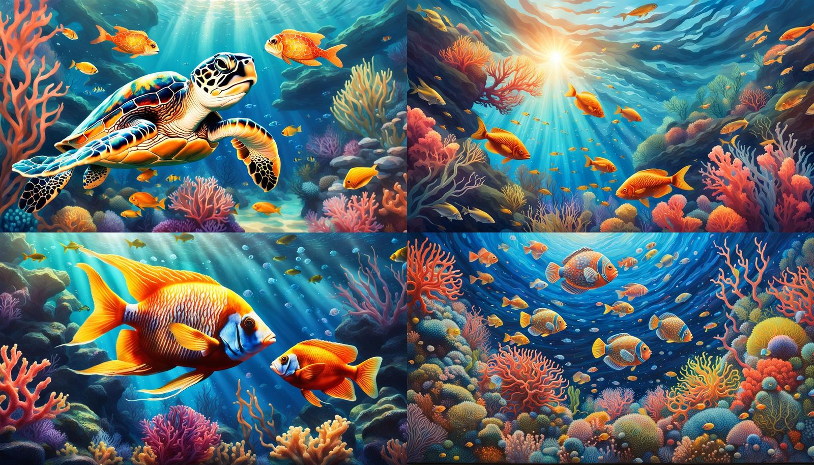 Underwater Seascape with Coral Reef and Exotic Fish