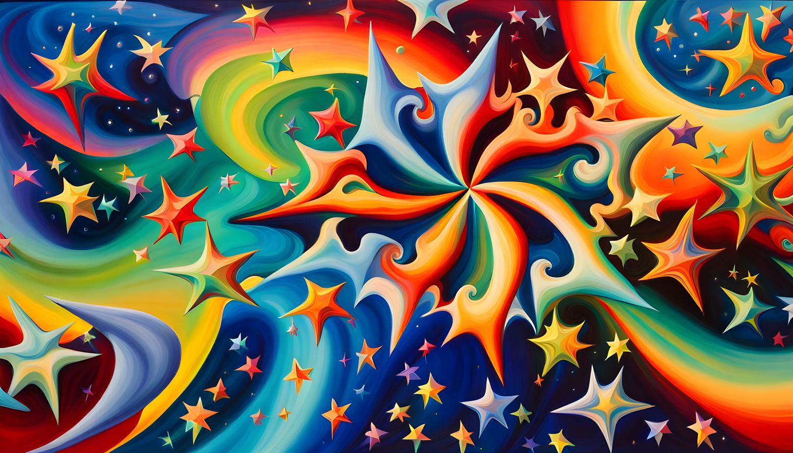 Iridescent Stars Dancing in Cosmic Maelstrom