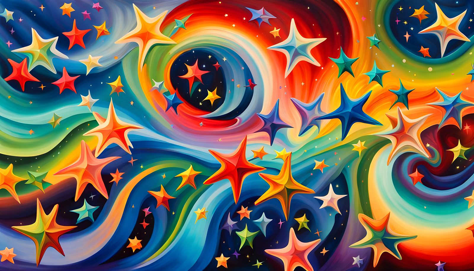 Cosmic Star Cluster in Impasto Style