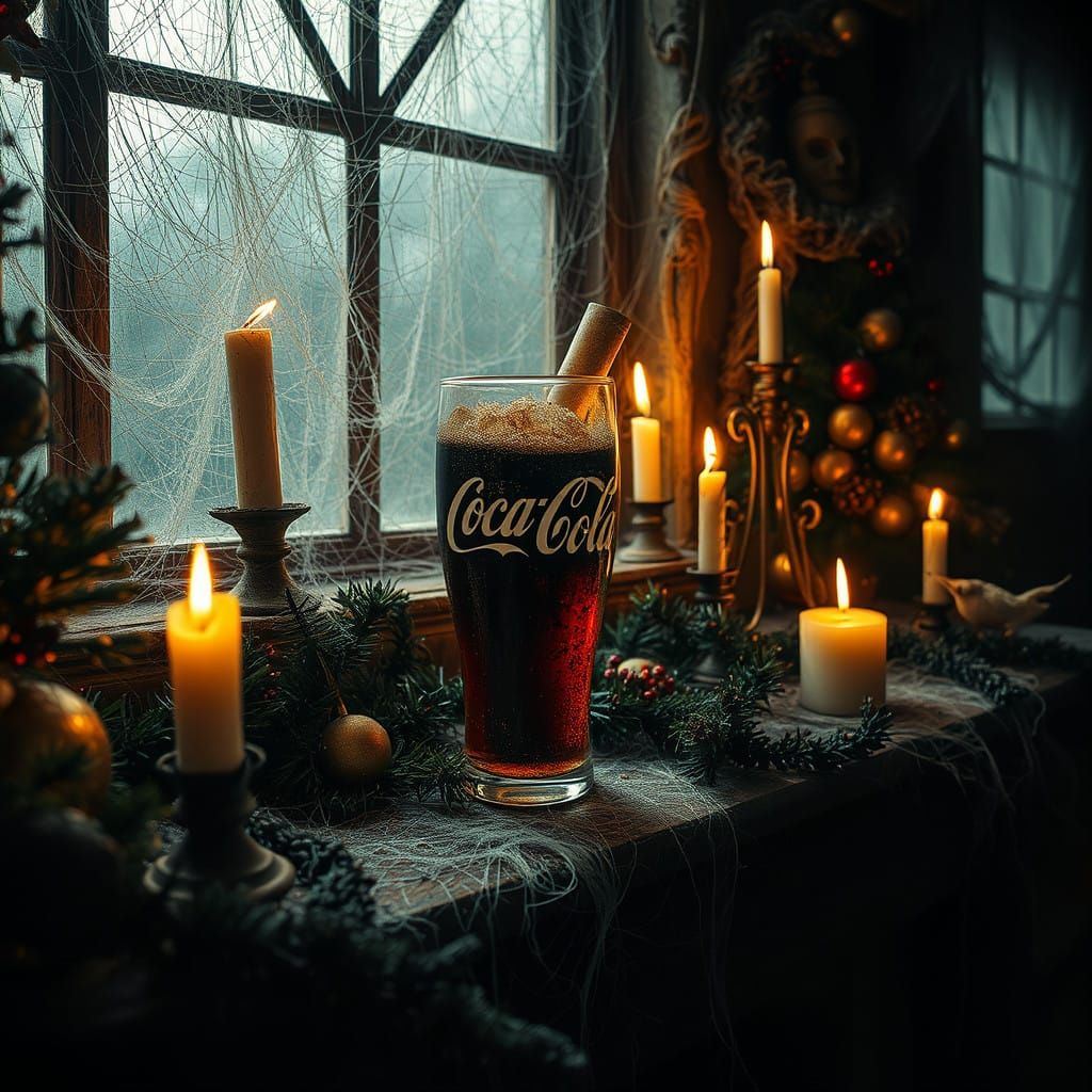 Eerie Christmas Still Life in Dark Fantasy Style