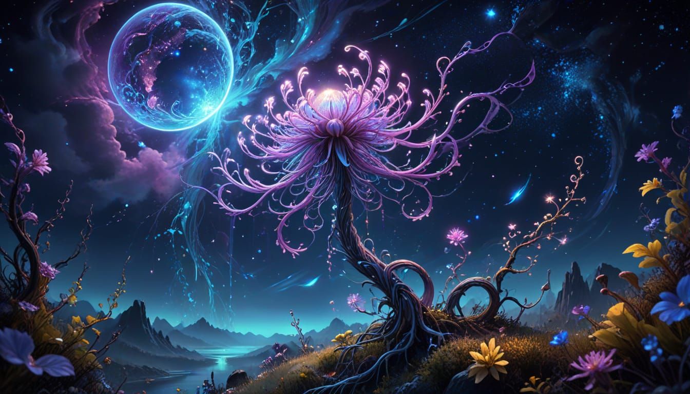 The 'Gloopernaught' blooms in the moonlit