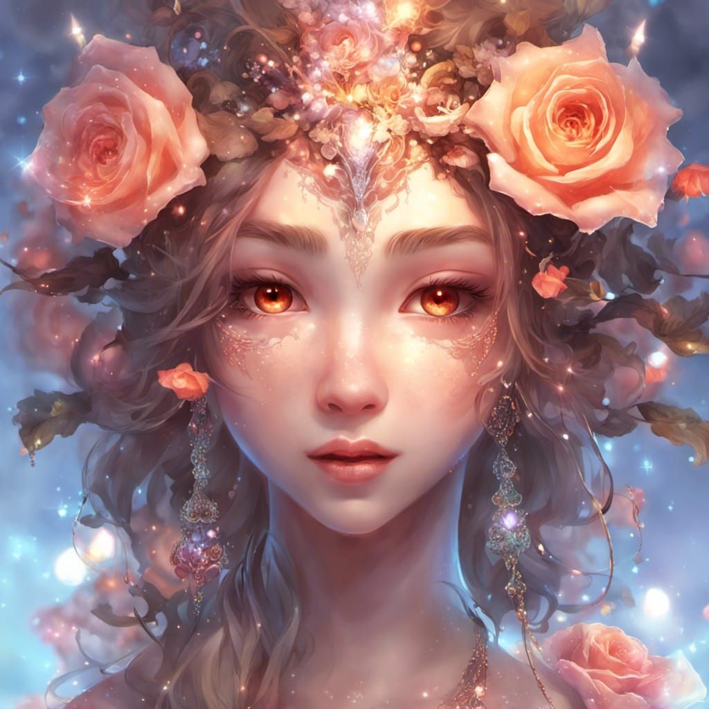 Luminous Lava Goddess in Glassy Floral Clothing