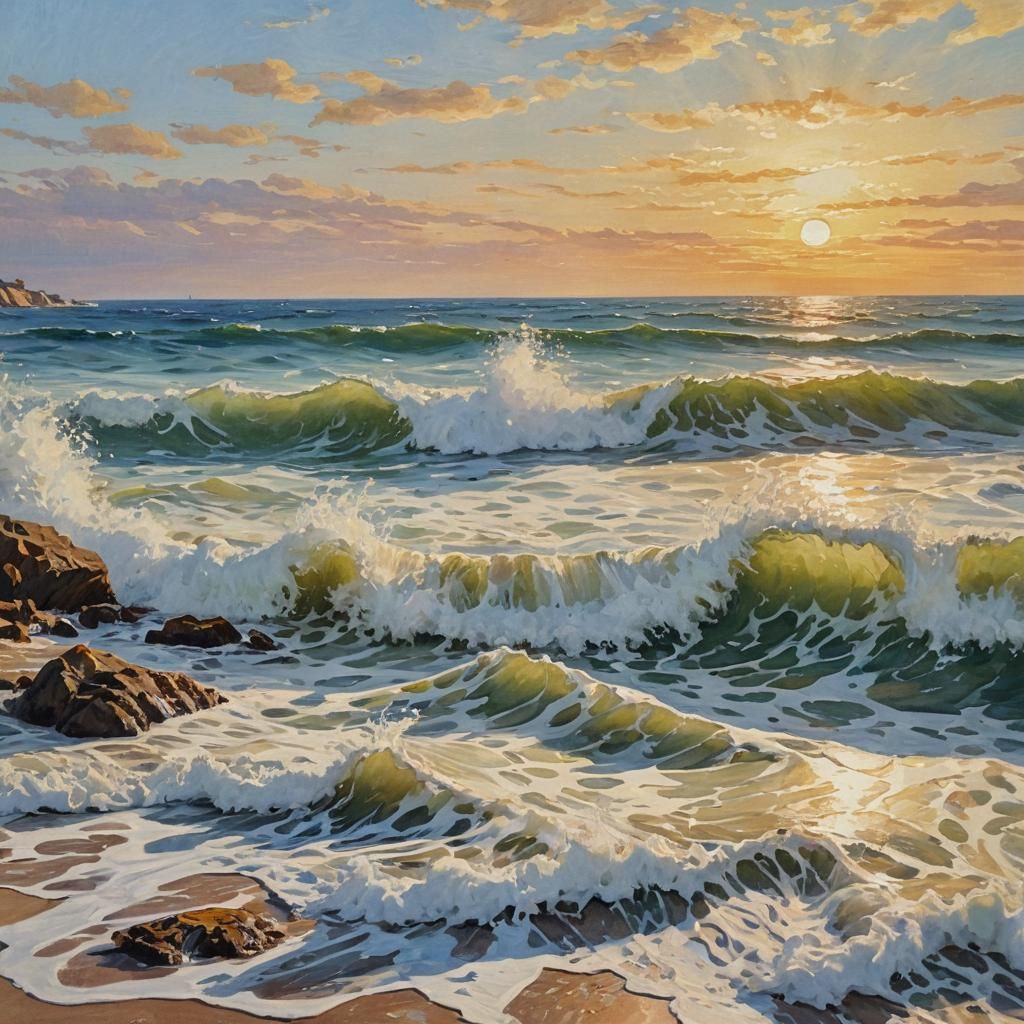 Impressionist Waves in the Golden Hour