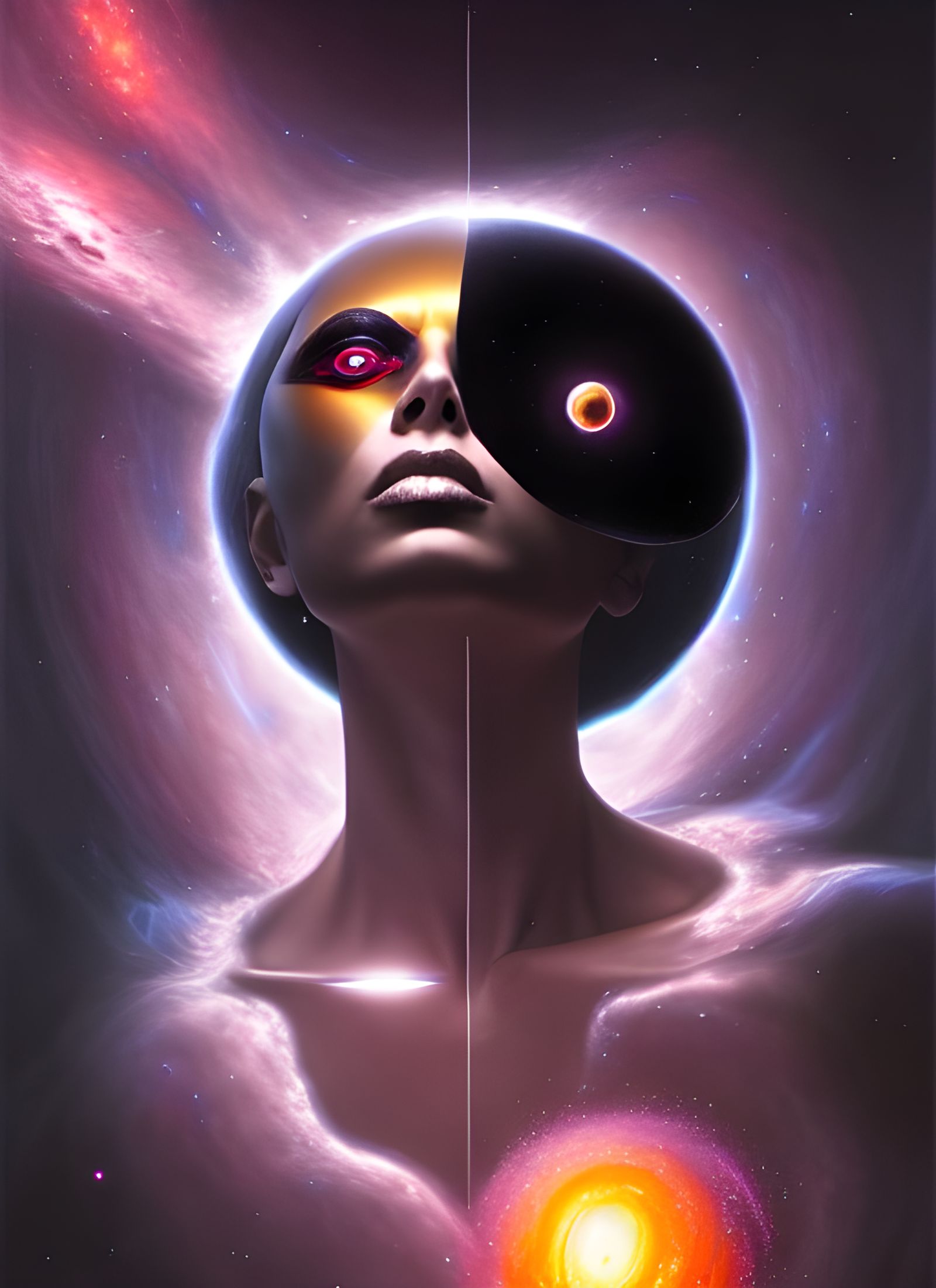 Cosmic Goddess of Destruction in Photorealistic Style