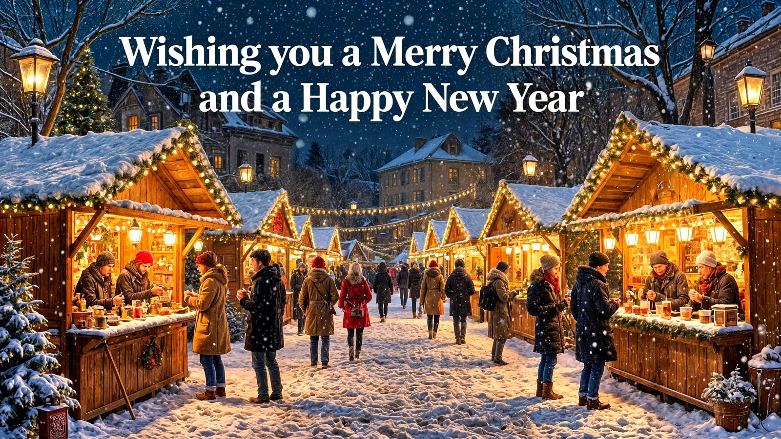 Magical Christmas Market Square at Night