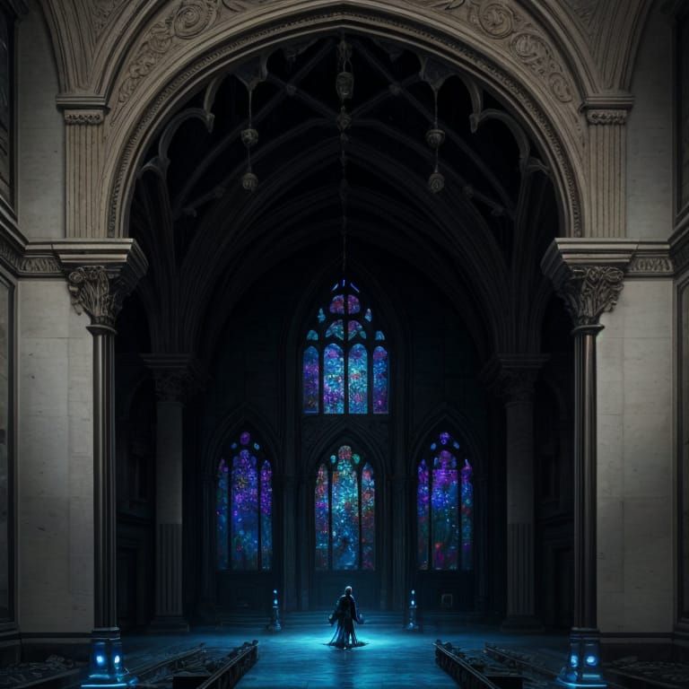 Gothic Ballroom Scene with Dancing Skeletons and Zombies