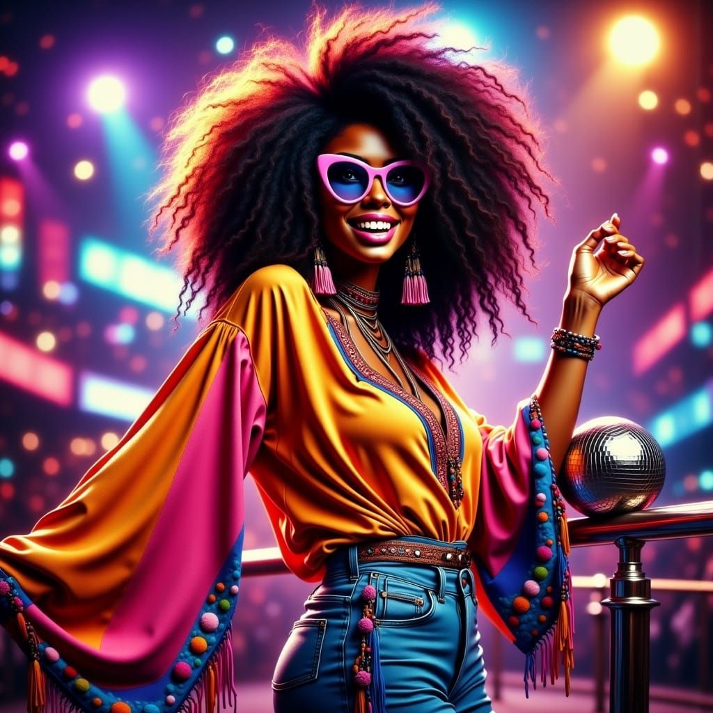 Disco Queen in Retro 70s Roller Skating Portrait