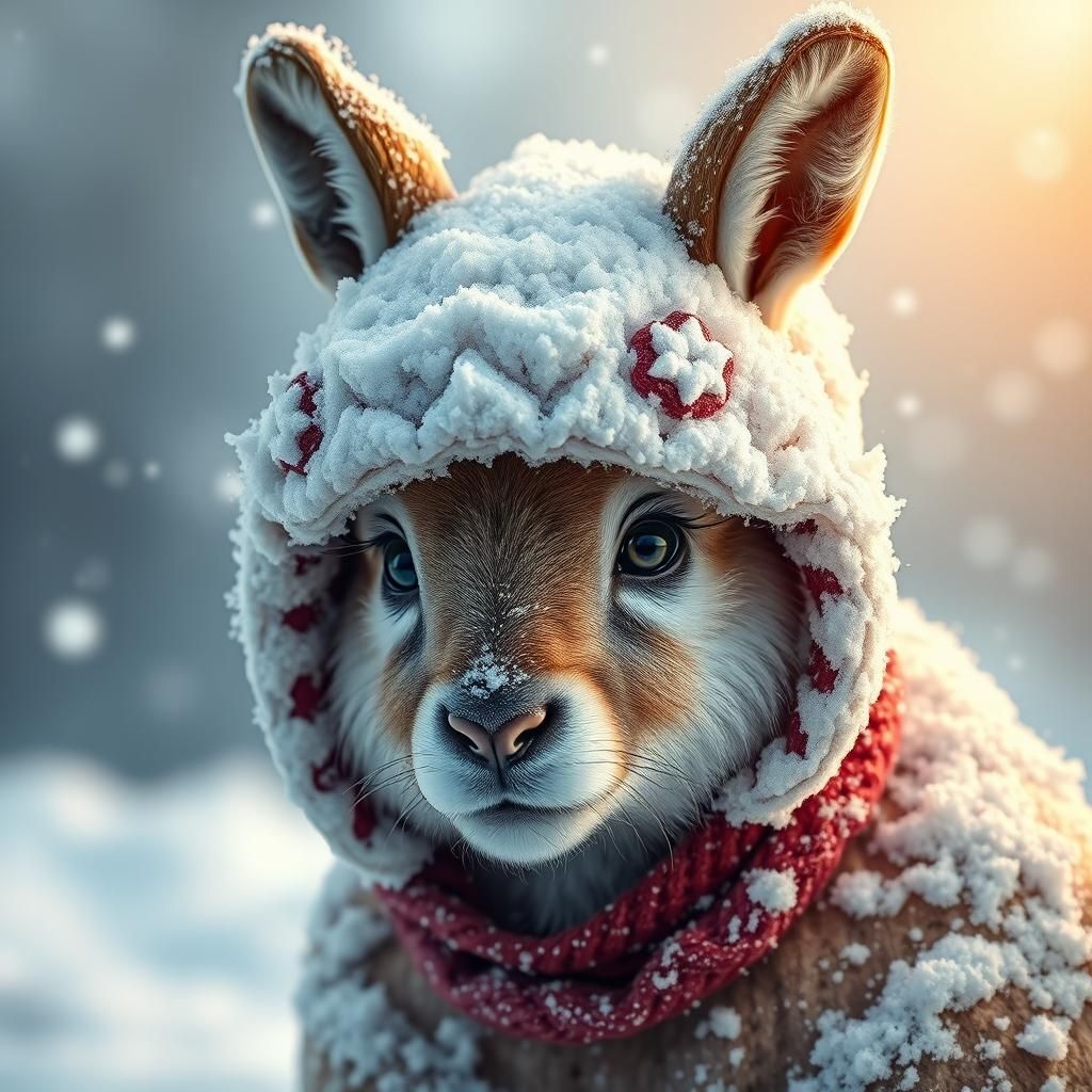 Adorable Baby Antelope Covered in Snow