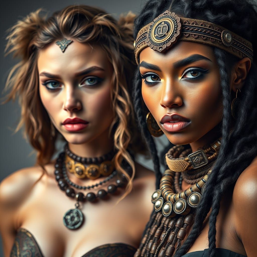 Prehistoric Fashion Models in Earth-Toned Attire