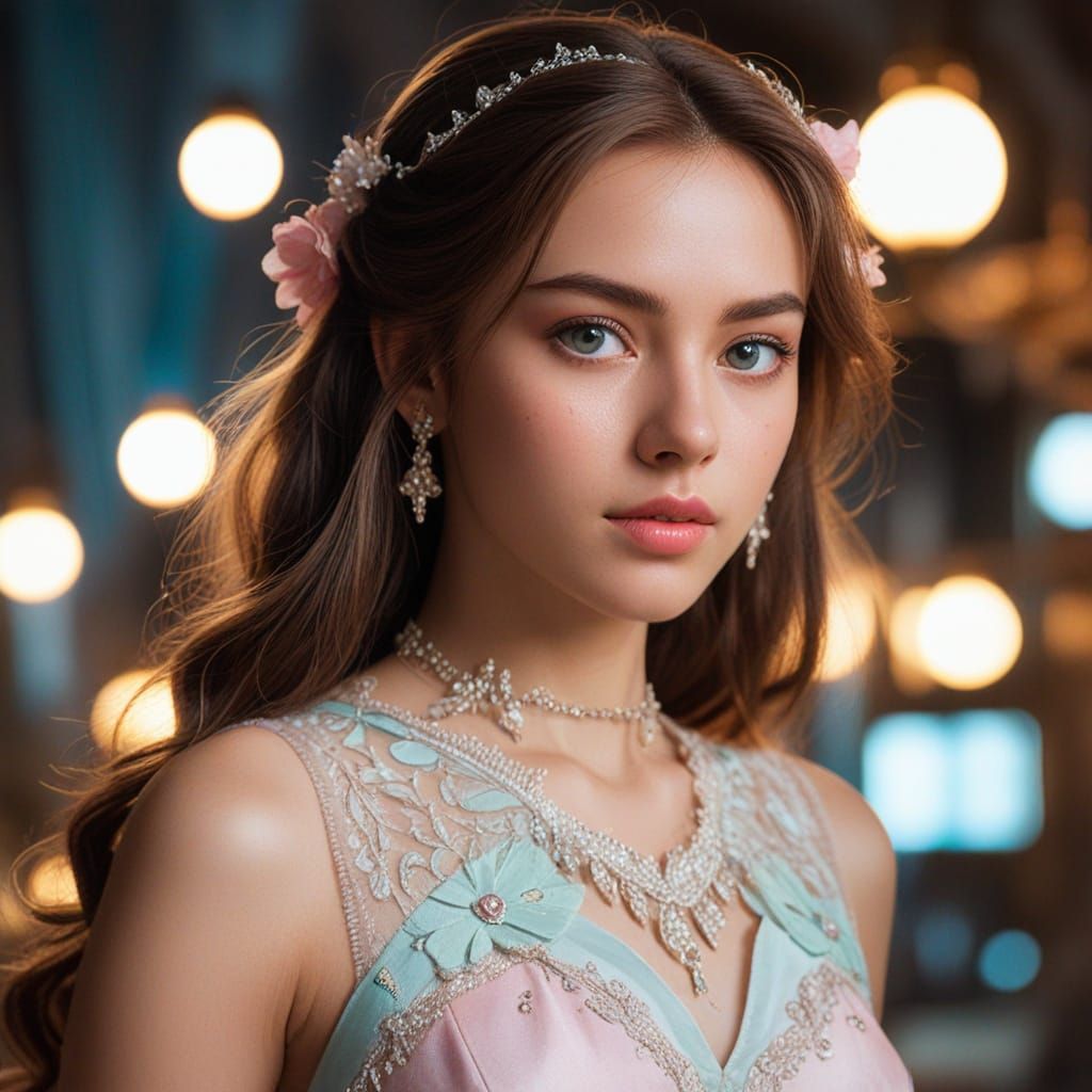 Anime Girl Portrait in Pastel Watercolor Style