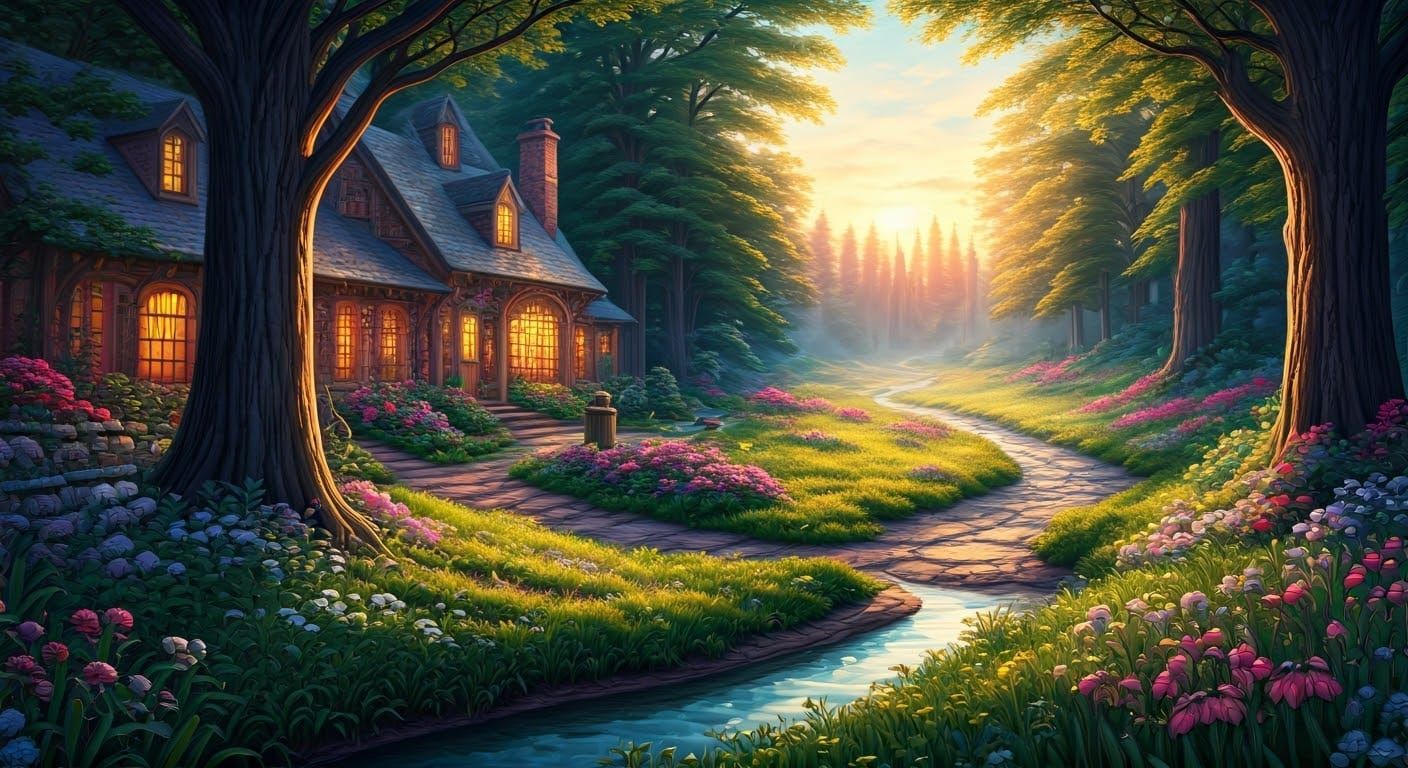 Ethereal Golden Hour Fantasy Scene