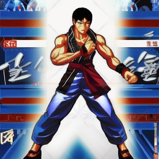 Jet Li as KOF Character in Comic Book Style