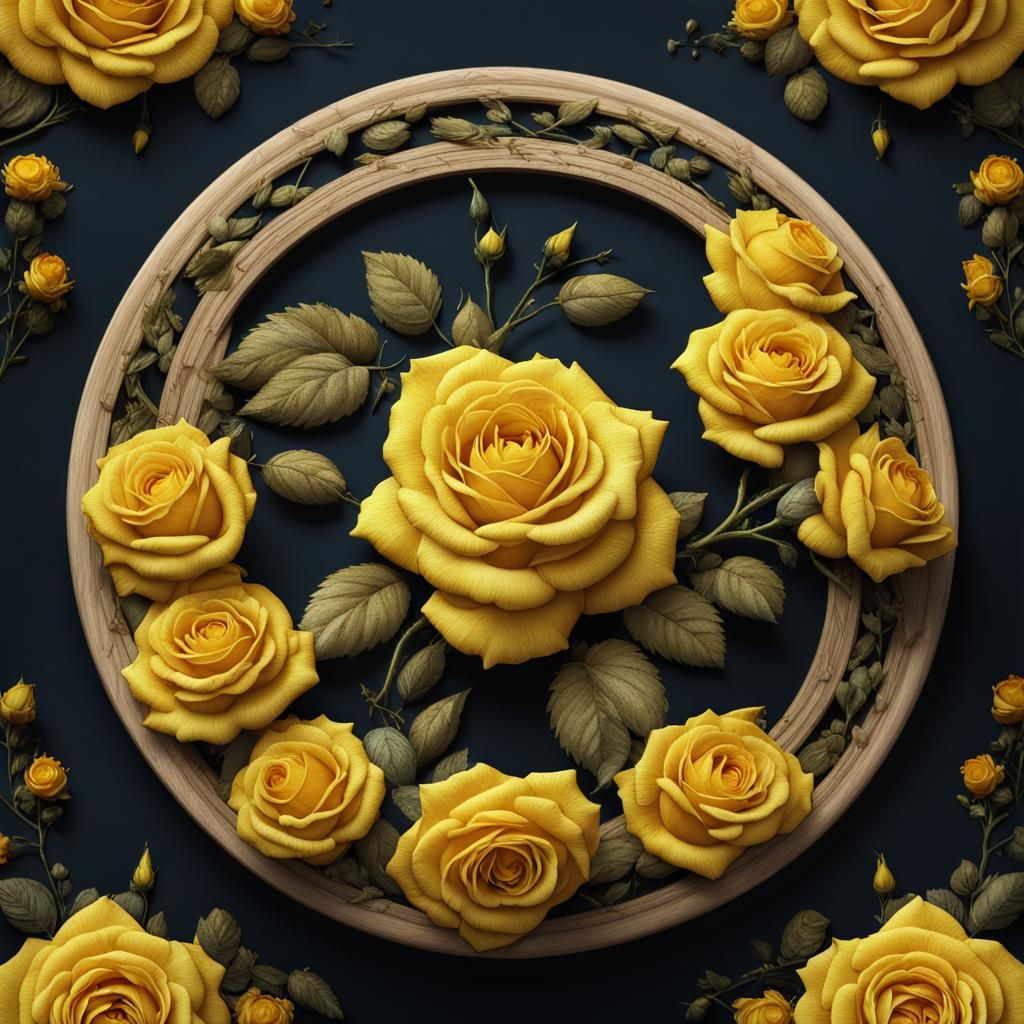 Embroidery Hoop Filled with Yellow Roses