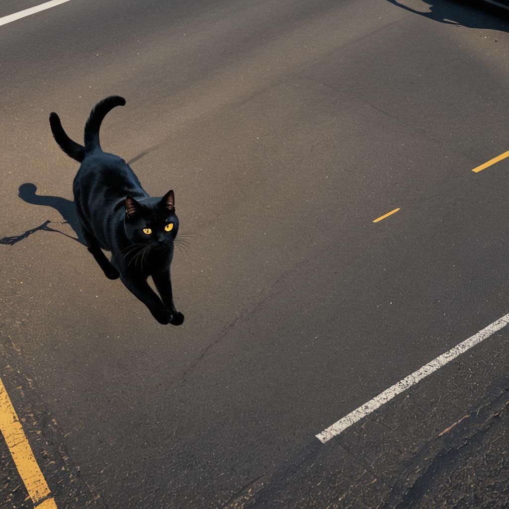Black Cat Crosses Path of Car Crash