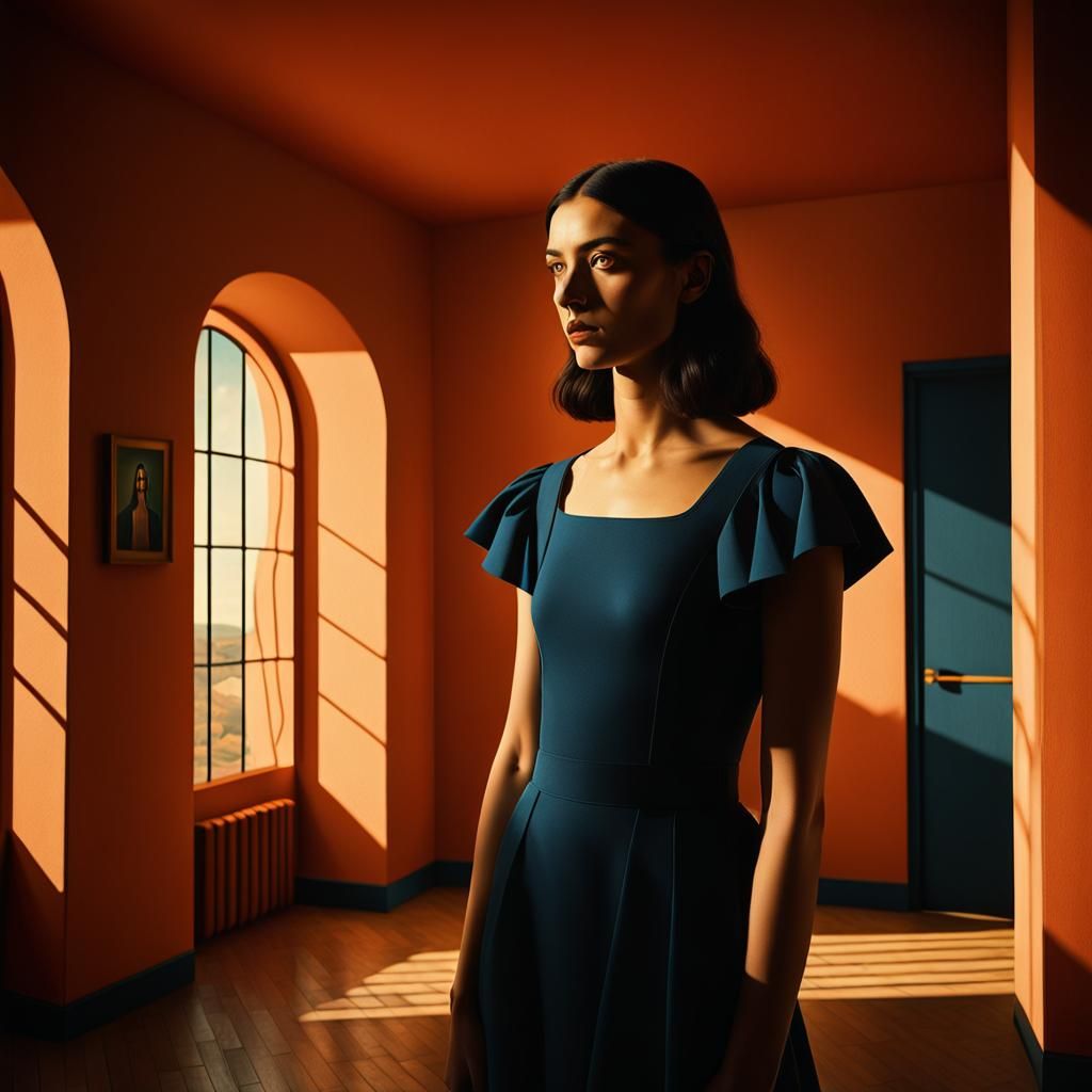 Eerie Metaphysical Portrait in Dreamlike Setting