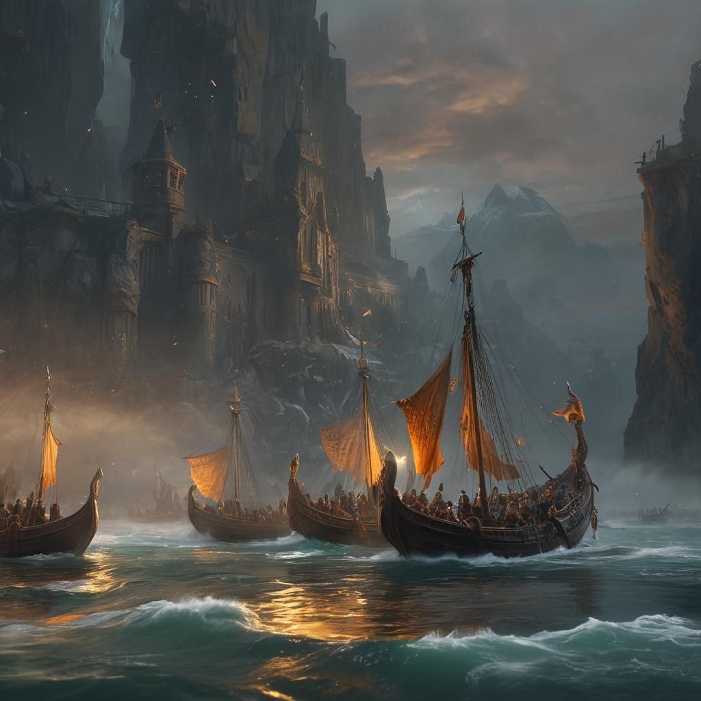 Vikings Sailing to Valhalla: Norse Mythology Art