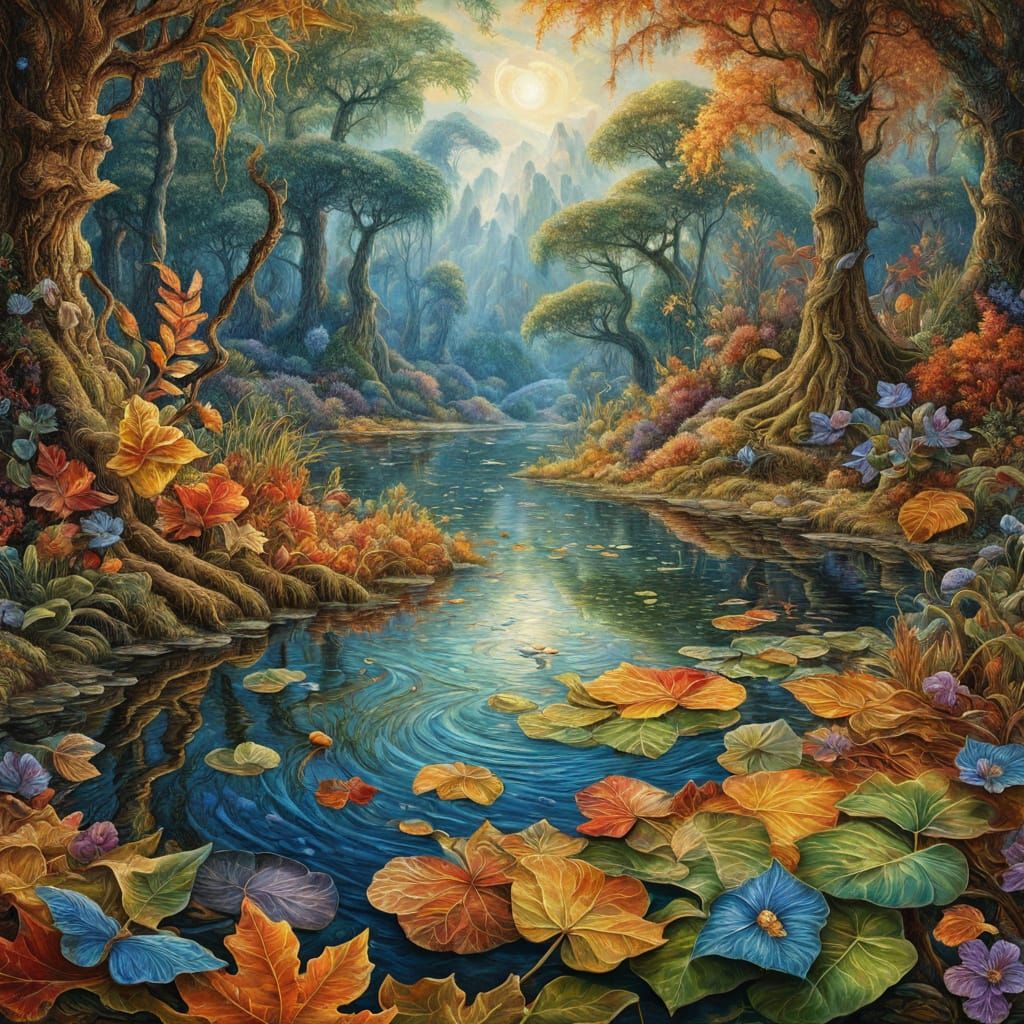 Ethereal Autumn Forest Meets Swamp in Detailed Matte Paintin...