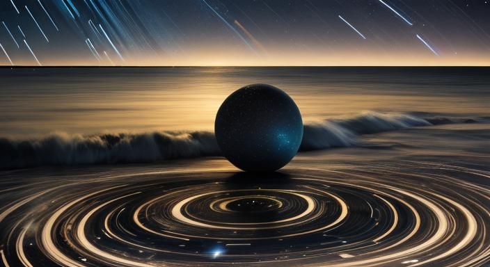 Star Trails Over the Sea: Ink Illustration