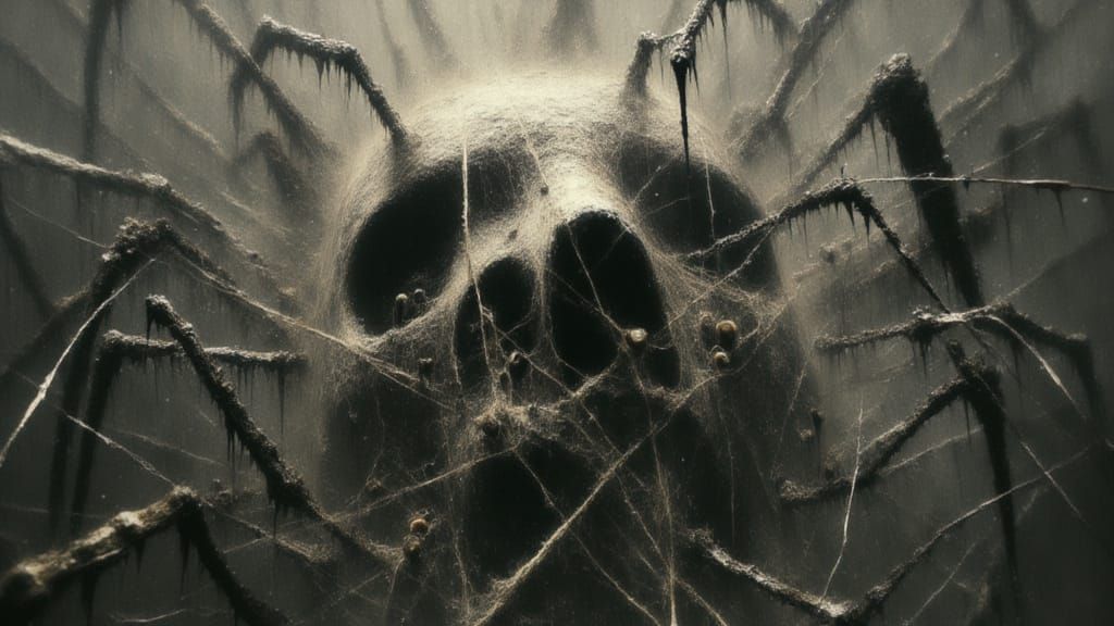 Skull Spiderweb in Gothic Horror Style