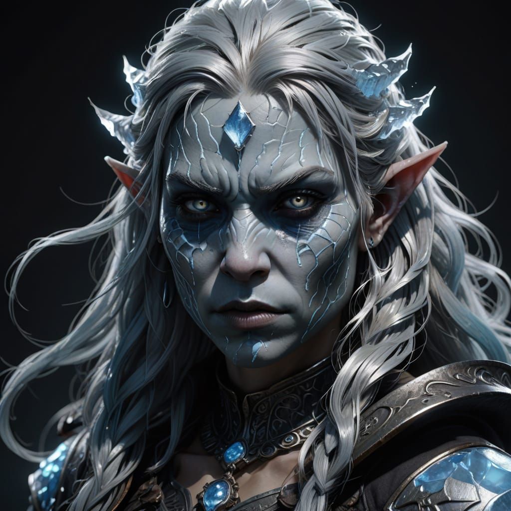 Ethereal Ice Troll Goddess in Triadic Colors