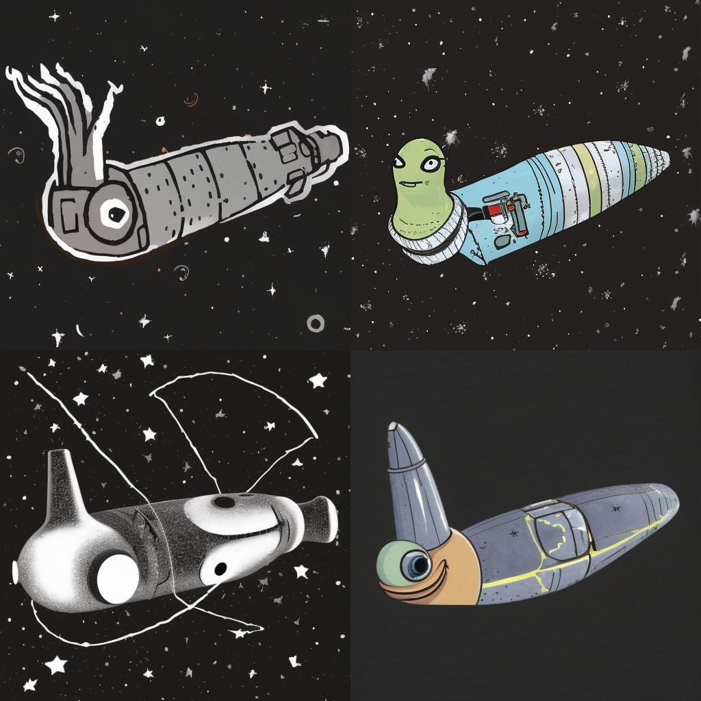 Surreal Space Slug Floating in the Void