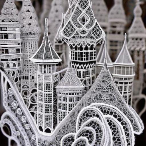 Lace Village: An Elaborate 3D Render