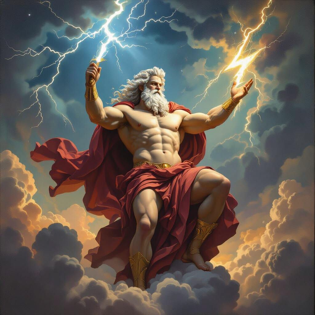 Zeus, King of Gods, Rules Olympus in Renaissance Style