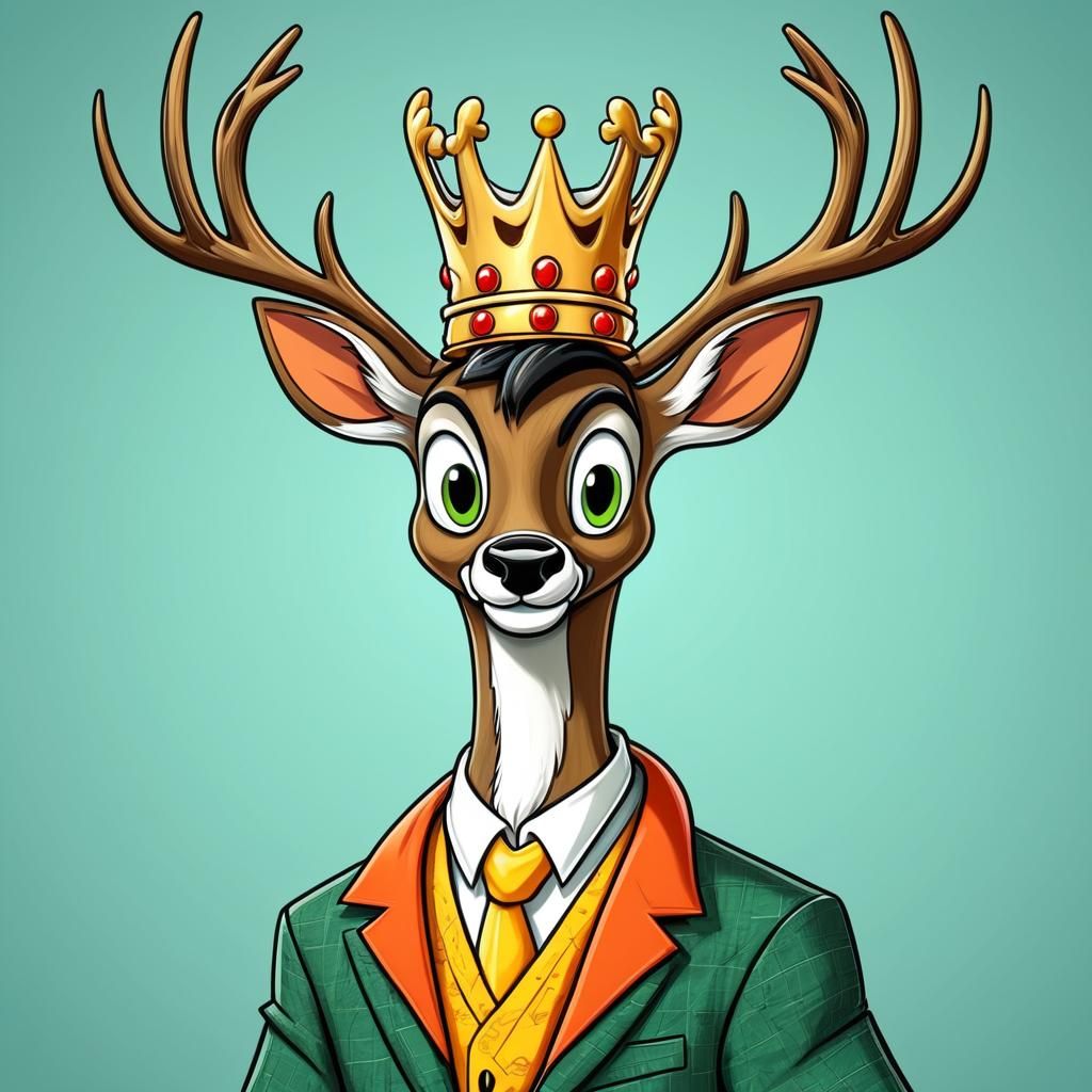 King Deer in Looney Tunes Style