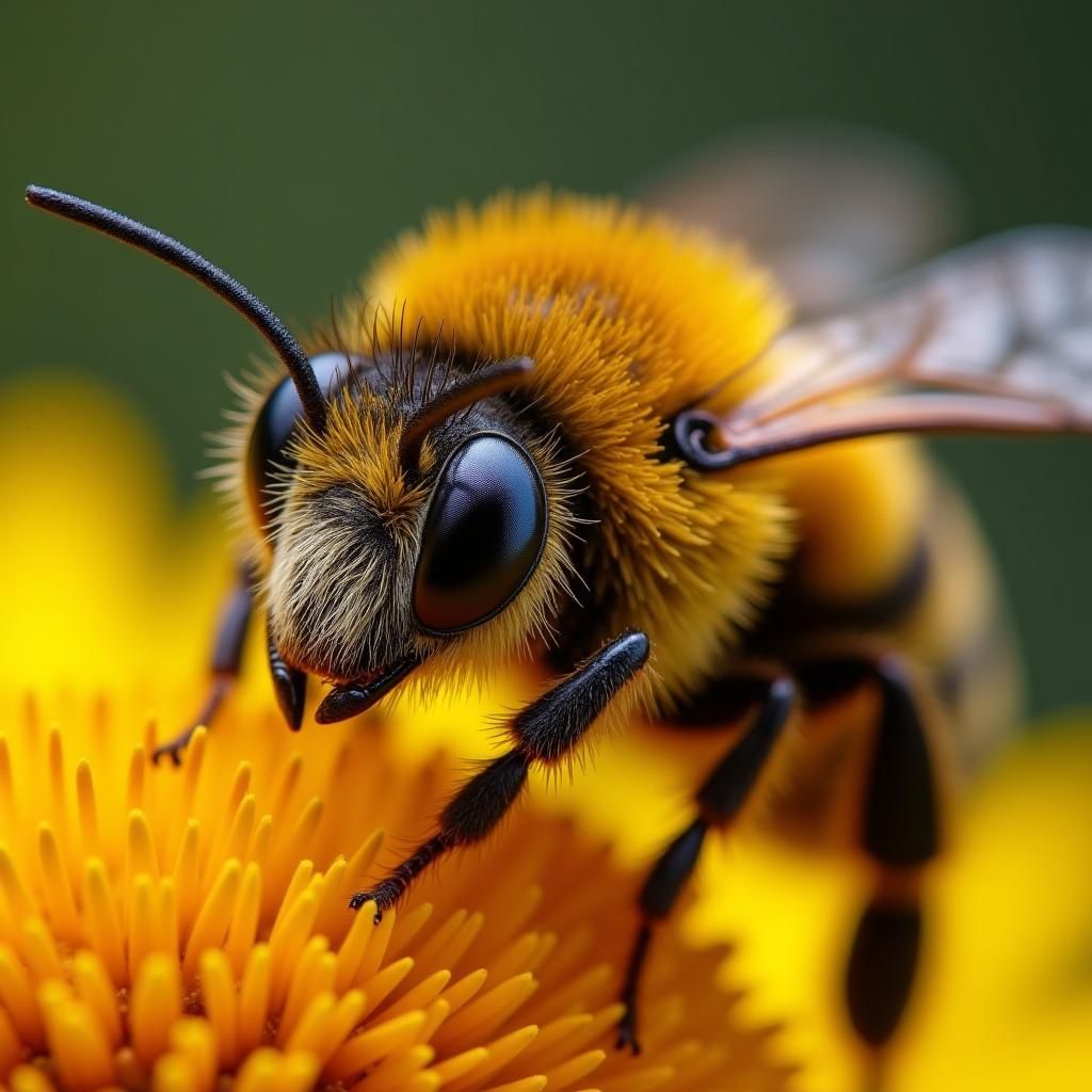 Vibrant Closeup of a Bumble Bee in Hyper-Realistic Detail