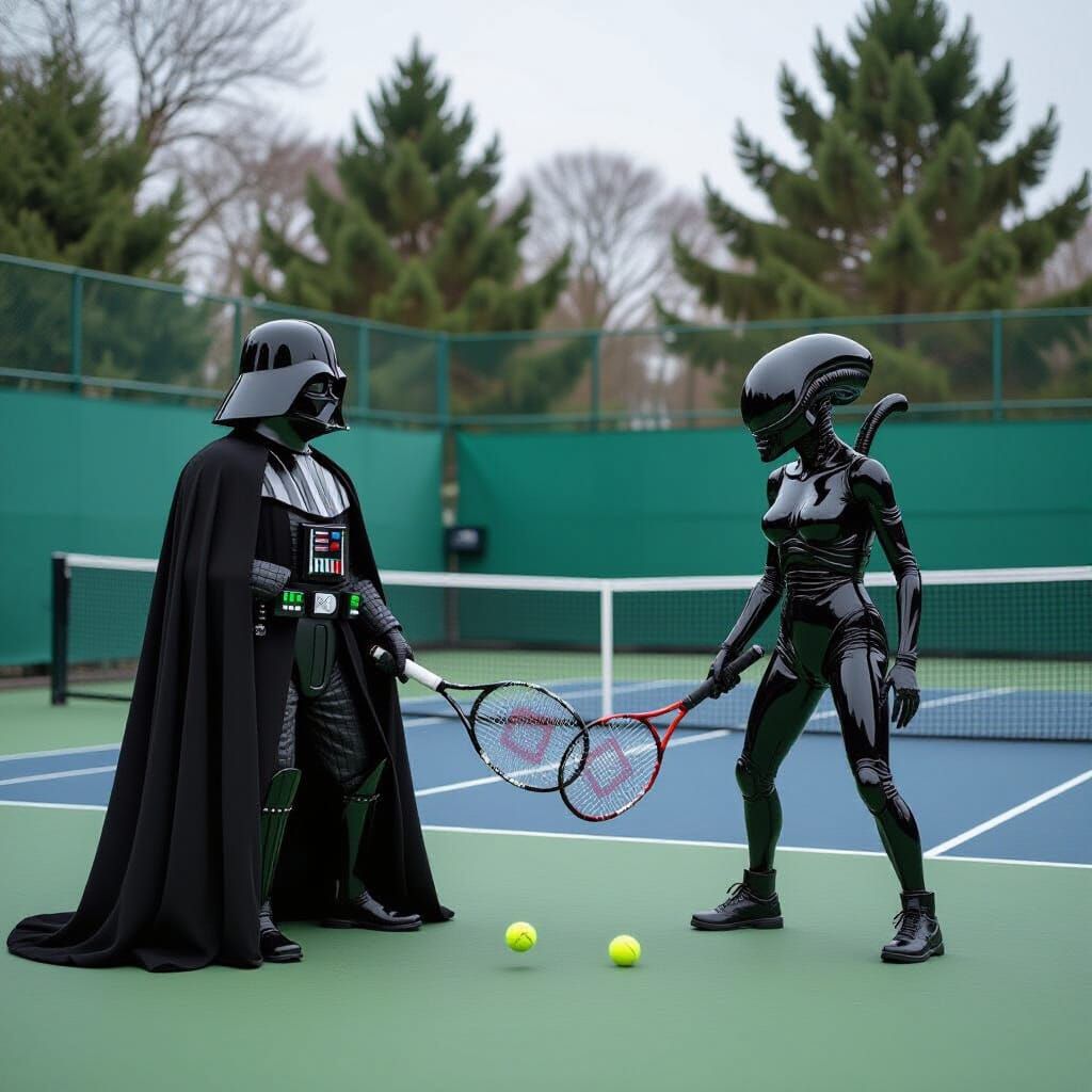 Darth Vader and Alien Play Tennis at Wimbledon
