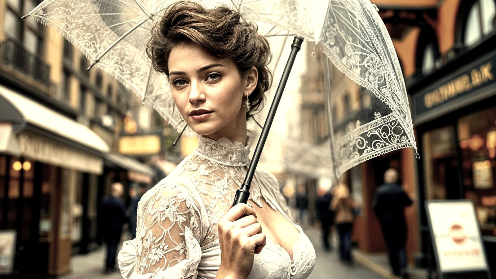 Steampunk Victorian Woman Portrait with Umbrella