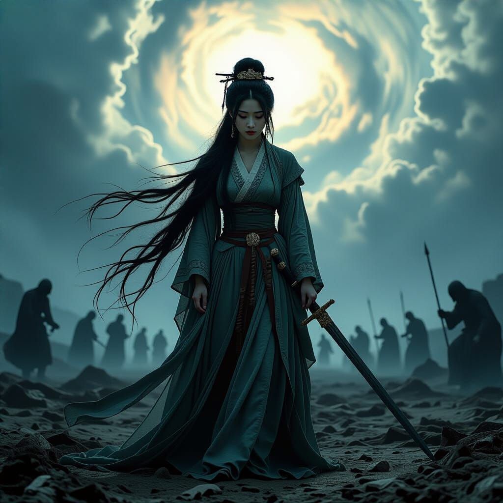 Sorrowful Princess on Desolate Battlefield