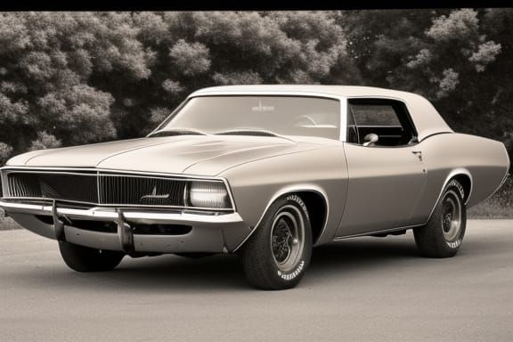 Vintage Muscle Car in Sepia Tone Photography