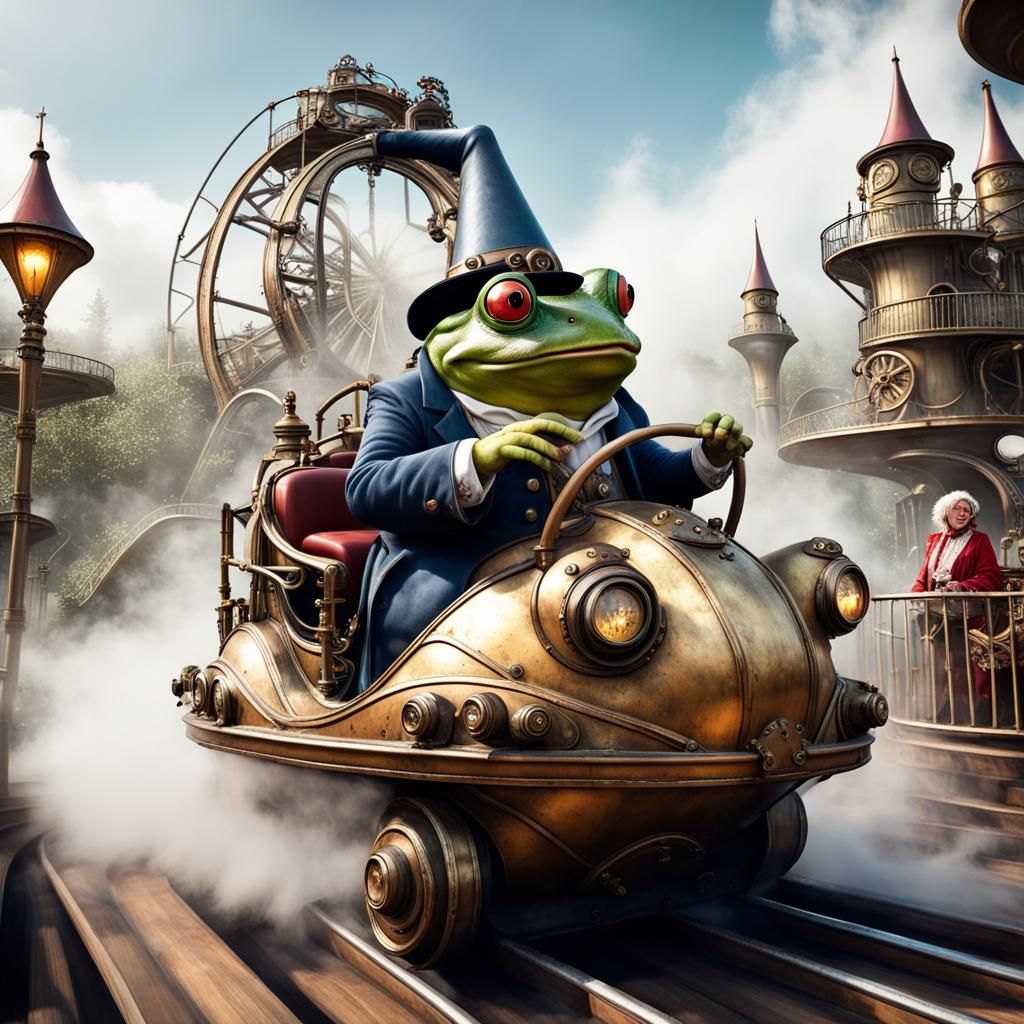Steampunk Frog Bumper Cars in Wizard Theme Park