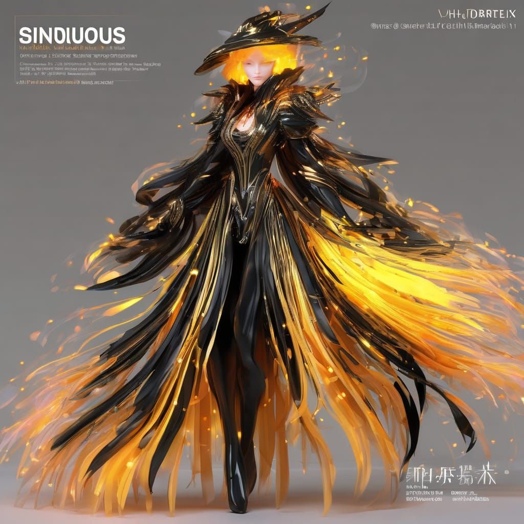 Digital Flame Dress in Dreamlike Cyberpunk Aesthetic