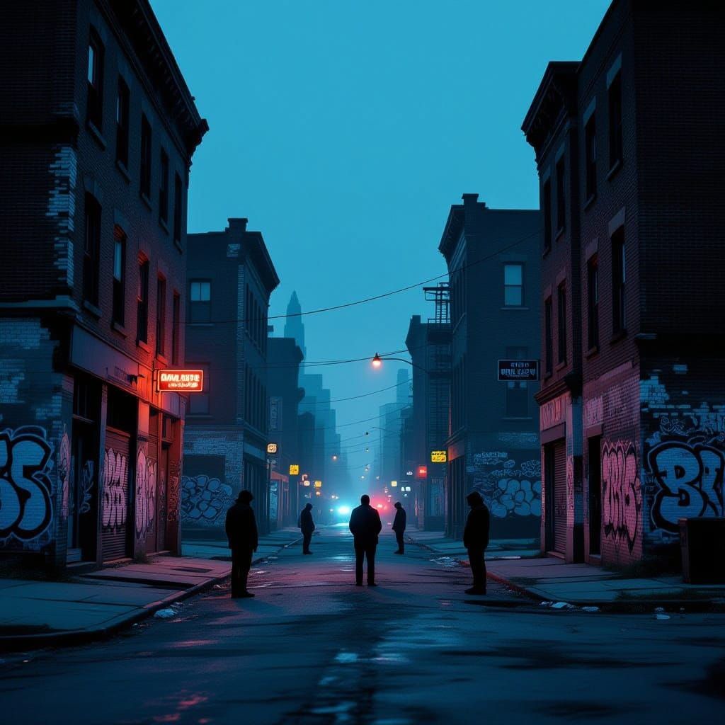 Grim Cityscape Under Twilight With Police Sirens