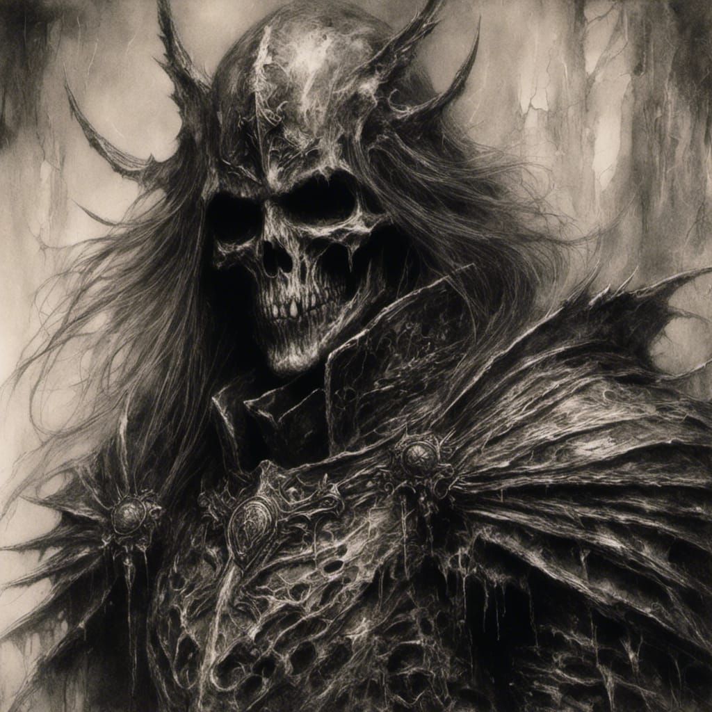 Macabre Death Knight Charcoal Drawing